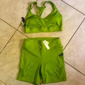 VS PINK biker shorts/bra set